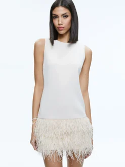 COLEY FEATHER TRIM DRESS
