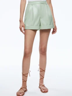 CONRY VEGAN LEATHER PLEATED CUFF SHORT