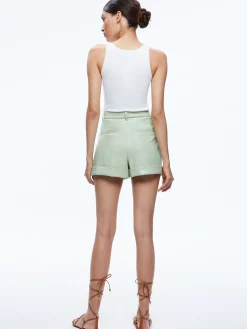 CONRY VEGAN LEATHER PLEATED CUFF SHORT