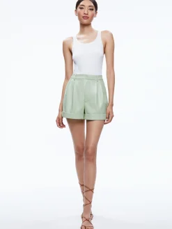 CONRY VEGAN LEATHER PLEATED CUFF SHORT