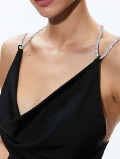 CORAL CRYSTAL STRAP COWL NECK TOP