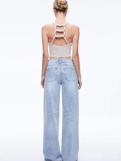 DARIA POINETELLE CORD BACK HALTER TOP