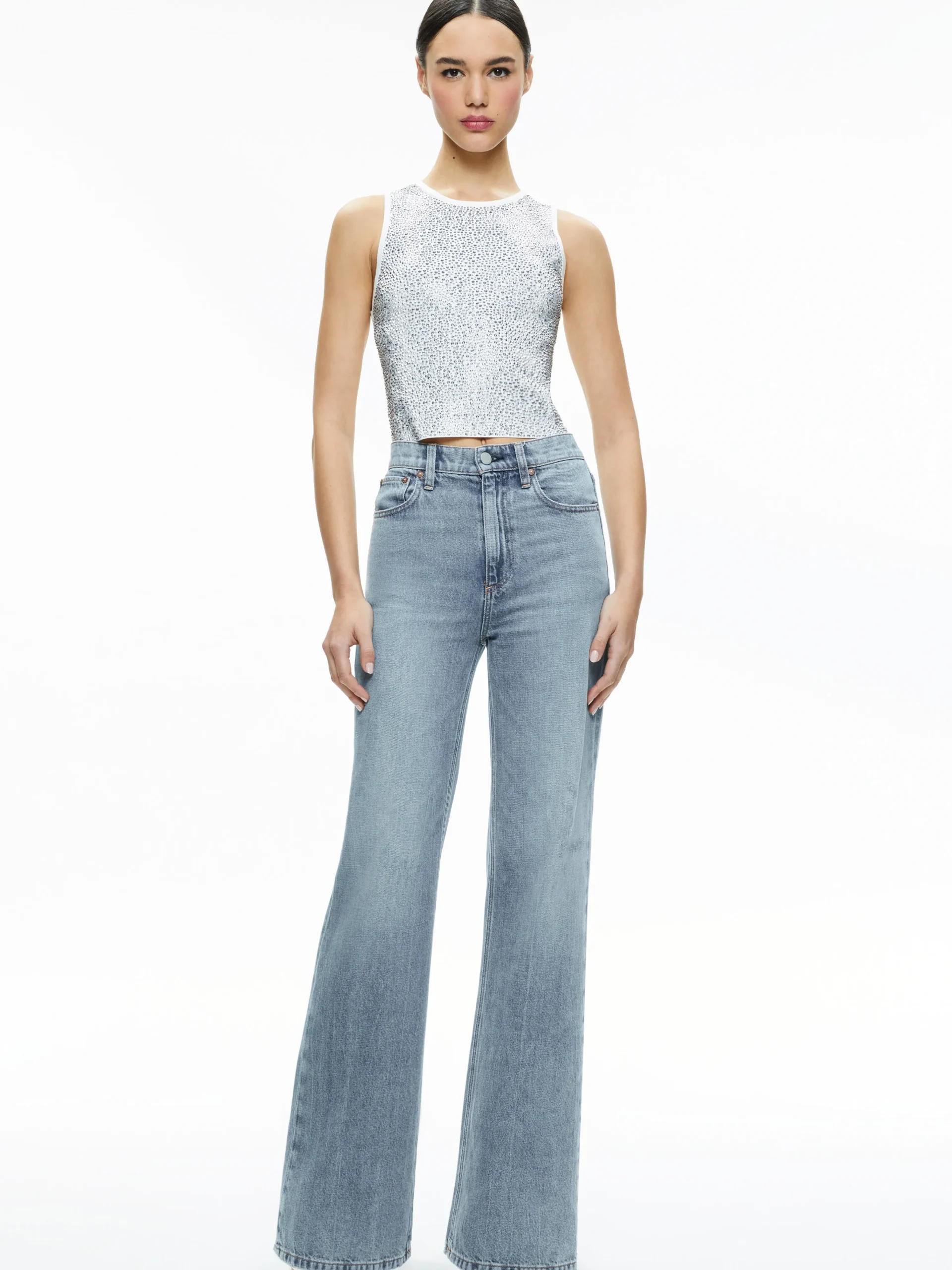 DARINA EMBELLISHED CROPPED TANK