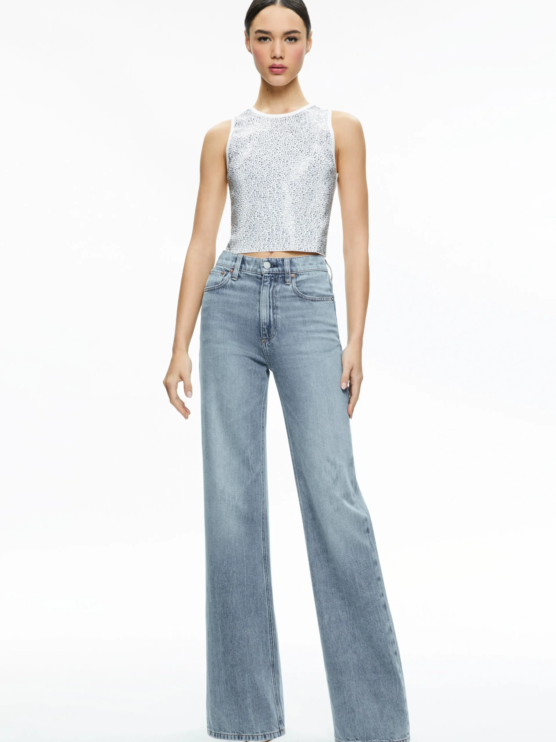 DARINA EMBELLISHED CROPPED TANK