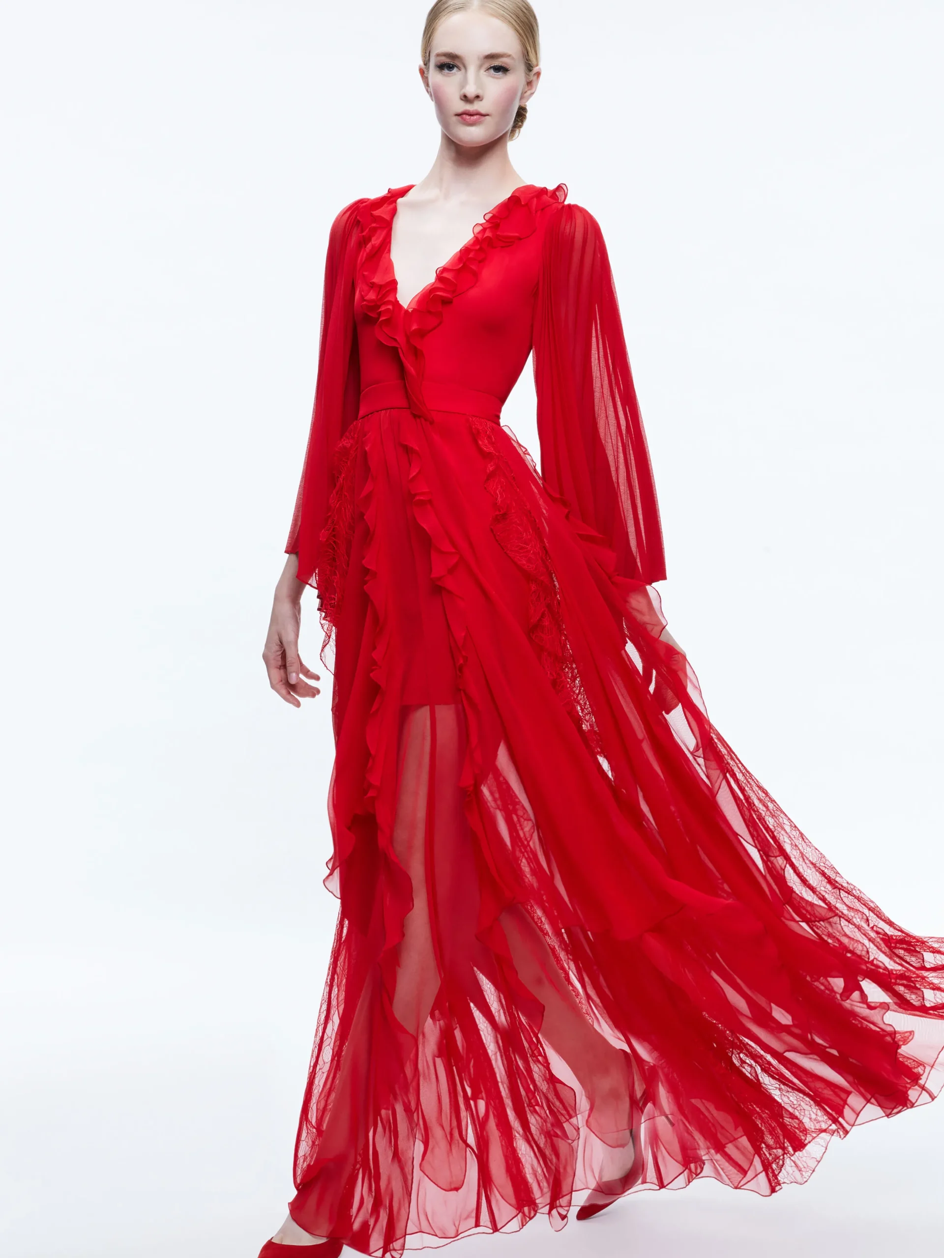 DAY SUNBURST SLEEVE MAXI DRESS