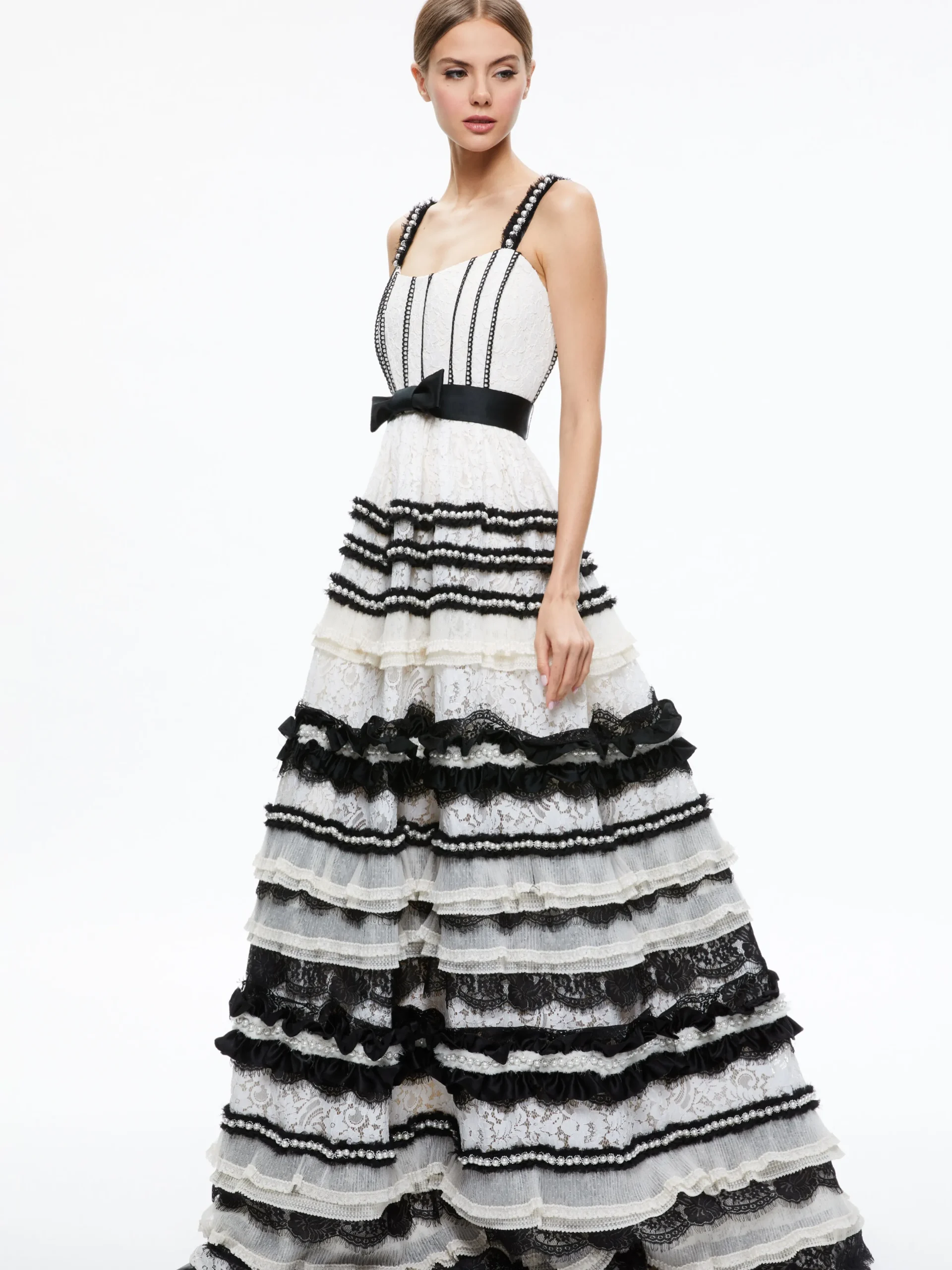 DENITA BUSTIER RUFFLE GOWN