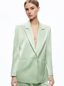 DENNY NOTCH COLLAR BOYFRIEND BLAZER + DEANNA HIGH WAISTED BOOTCUT PANT