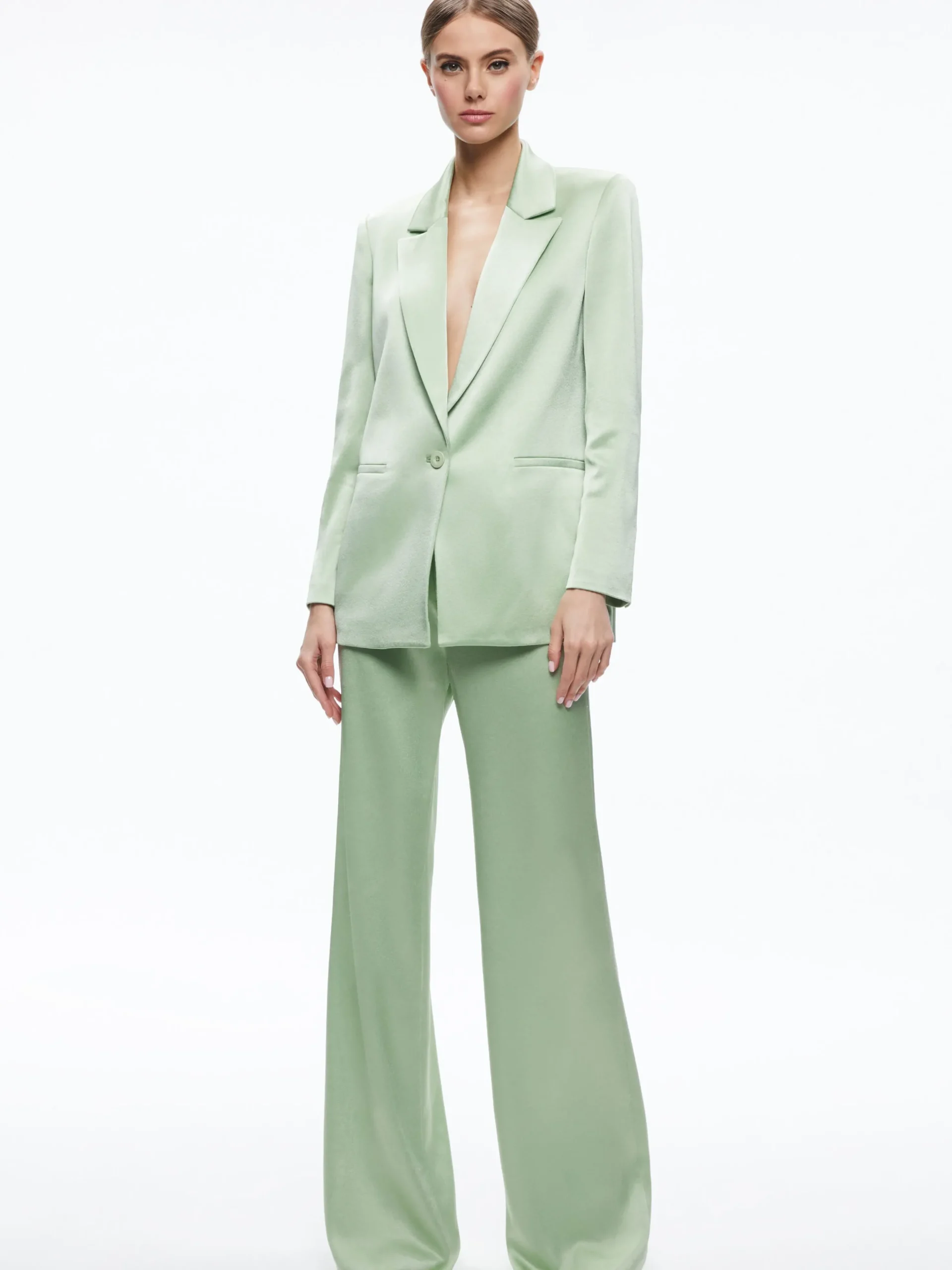 DENNY NOTCH COLLAR BOYFRIEND BLAZER + DEANNA HIGH WAISTED BOOTCUT PANT