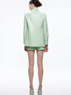 DENNY VEGAN LEATHER SHAWL COLLAR BLAZER + OLIVIA VEGAN LEATHER SHORT