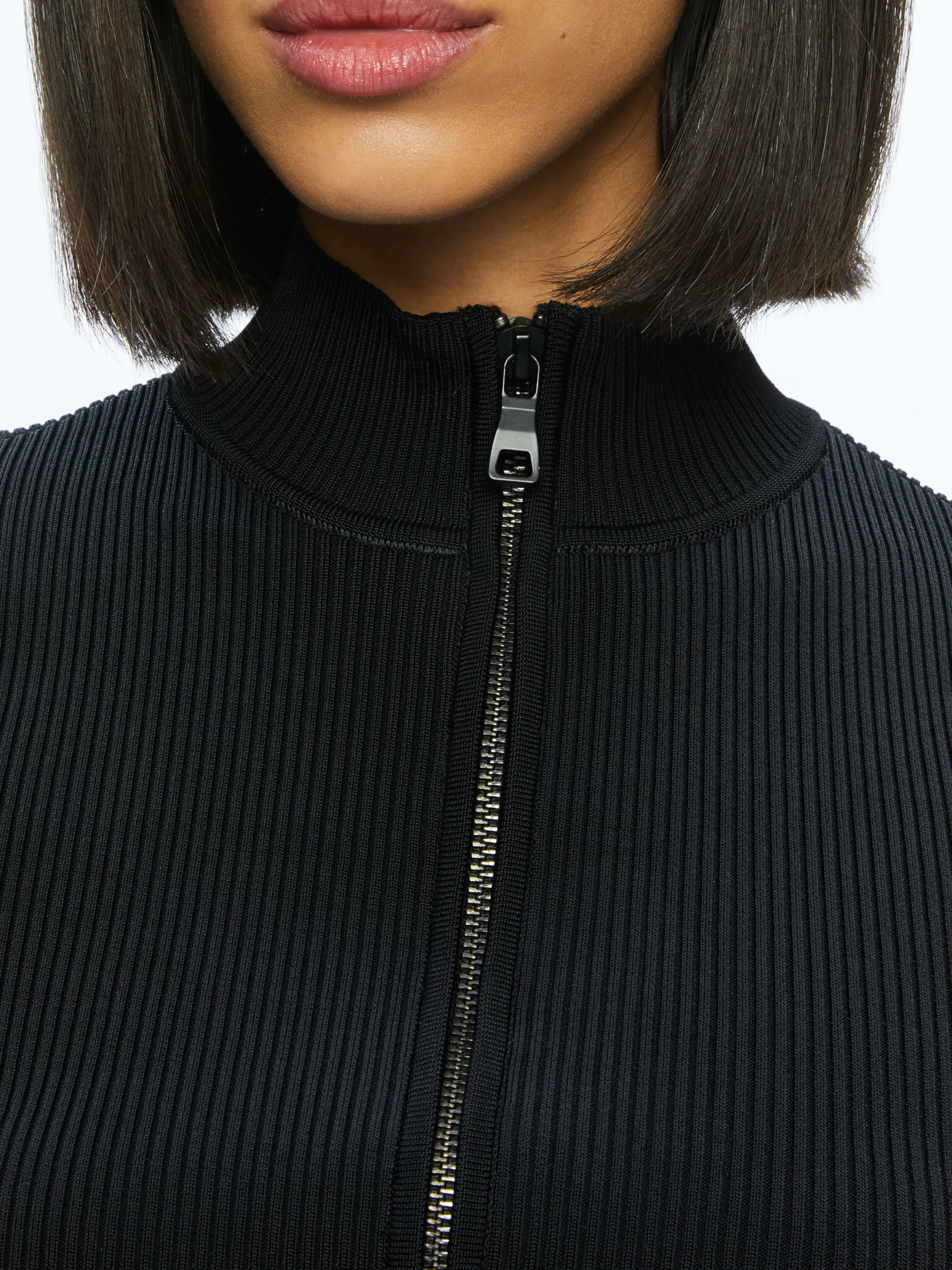 DORRIS RIBBED ZIP UP CARDIGAN