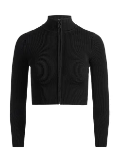 DORRIS RIBBED ZIP UP CARDIGAN