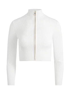 DORRIS RIBBED ZIP UP CARDIGAN