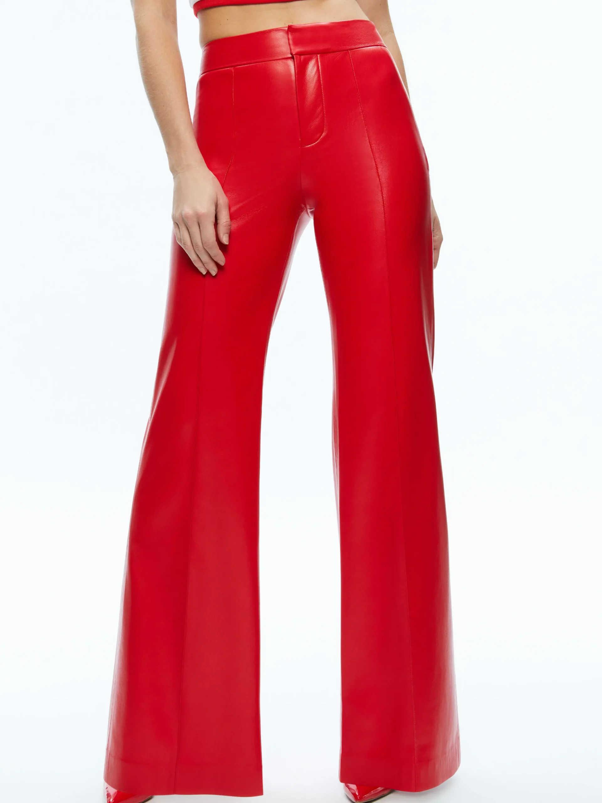 DYLAN HIGH WAISTED VEGAN LEATHER WIDE LEG PANT
