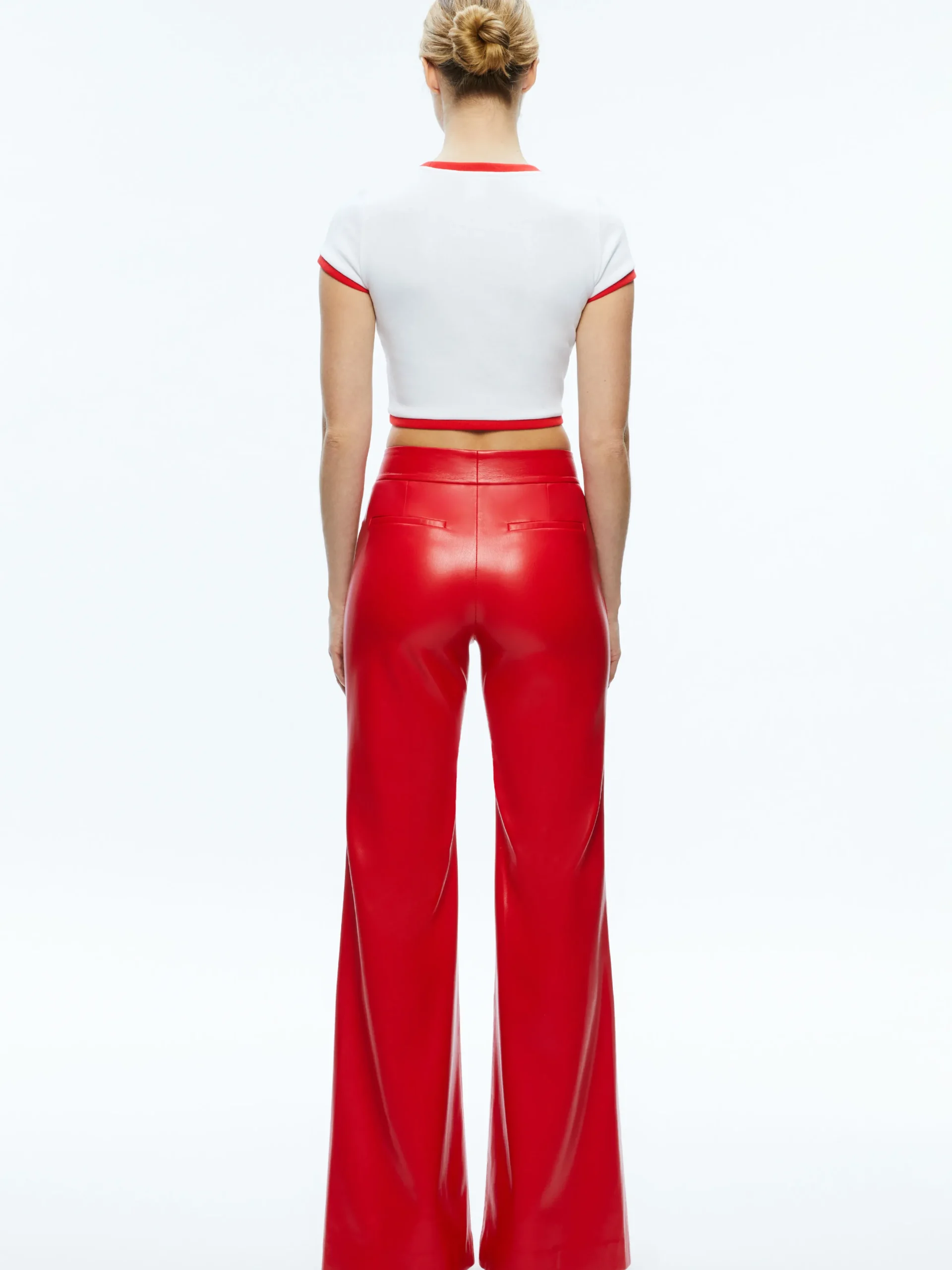 DYLAN HIGH WAISTED VEGAN LEATHER WIDE LEG PANT