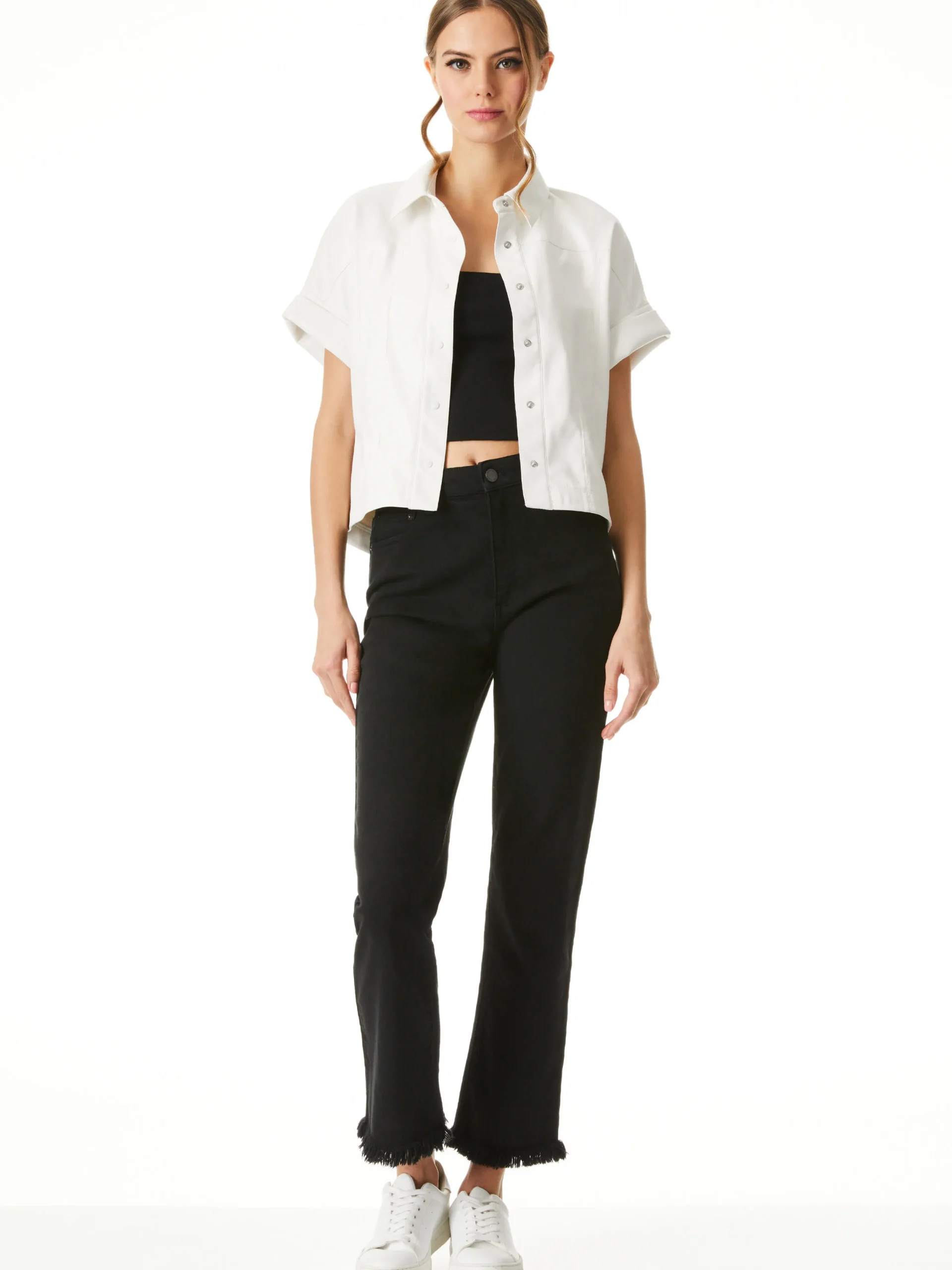 EDYTH VEGAN LEATHER BUTTON DOWN