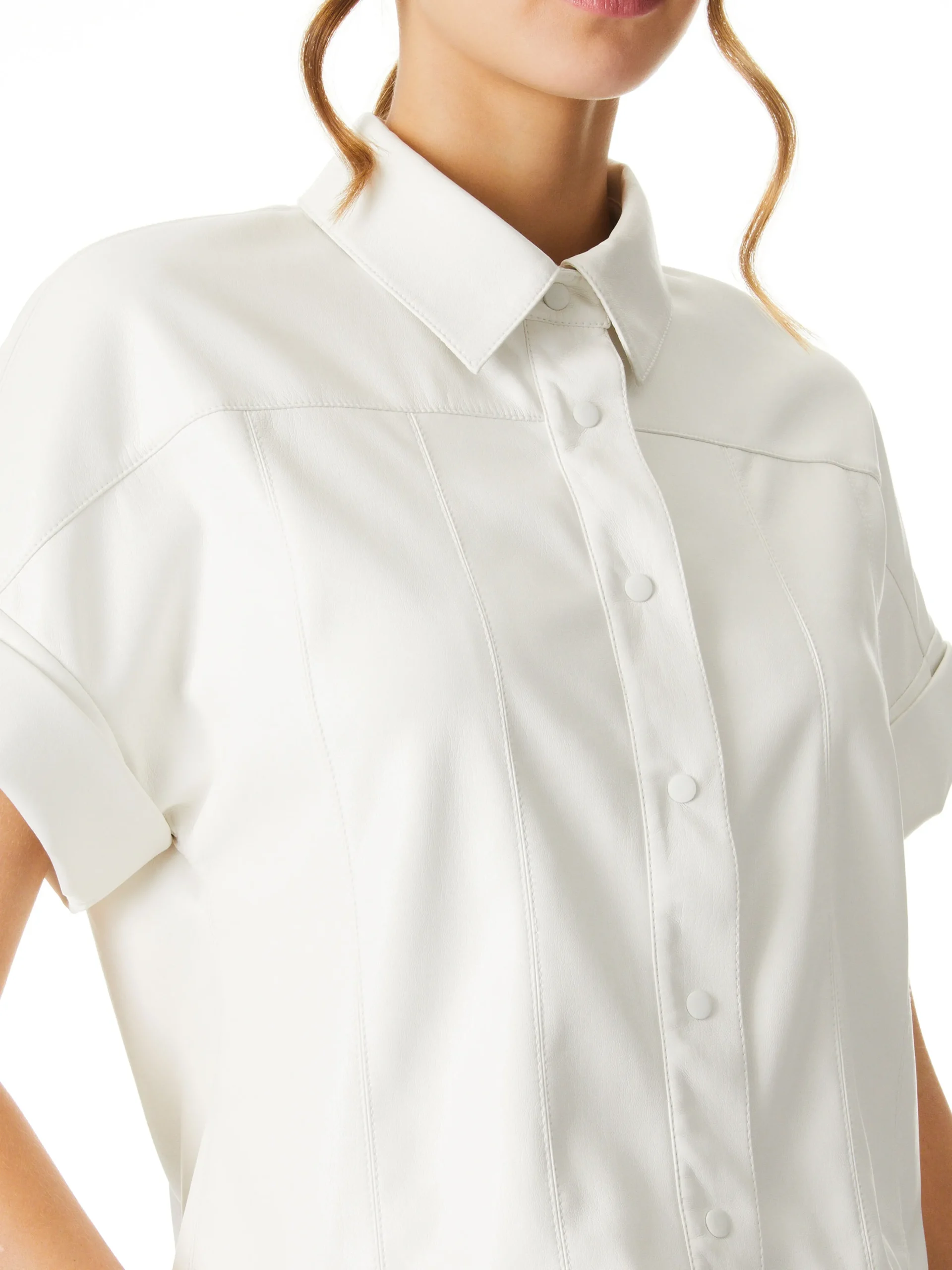 EDYTH VEGAN LEATHER BUTTON DOWN