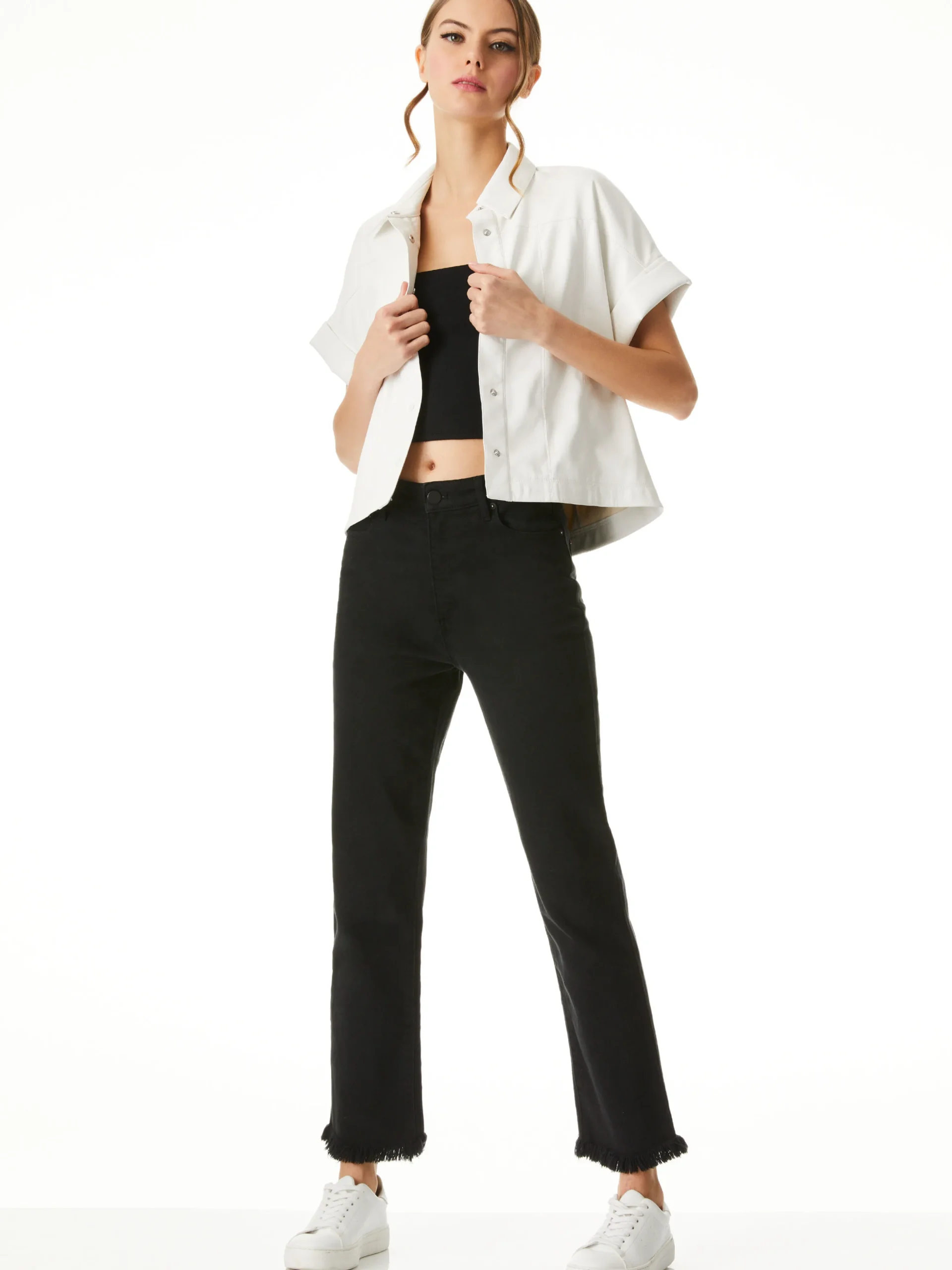 EDYTH VEGAN LEATHER BUTTON DOWN