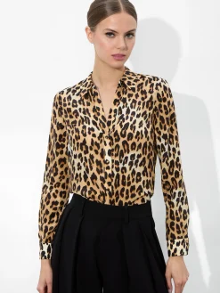 ELOISE BUTTON DOWN LEOPARD BLOUSE