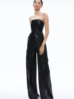 EMELDA CARGO VEGAN LEATHER JUMPSUIT