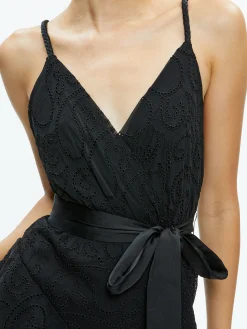 EMELIA V-NECK EYELET RUFFLE MAXI DRESS