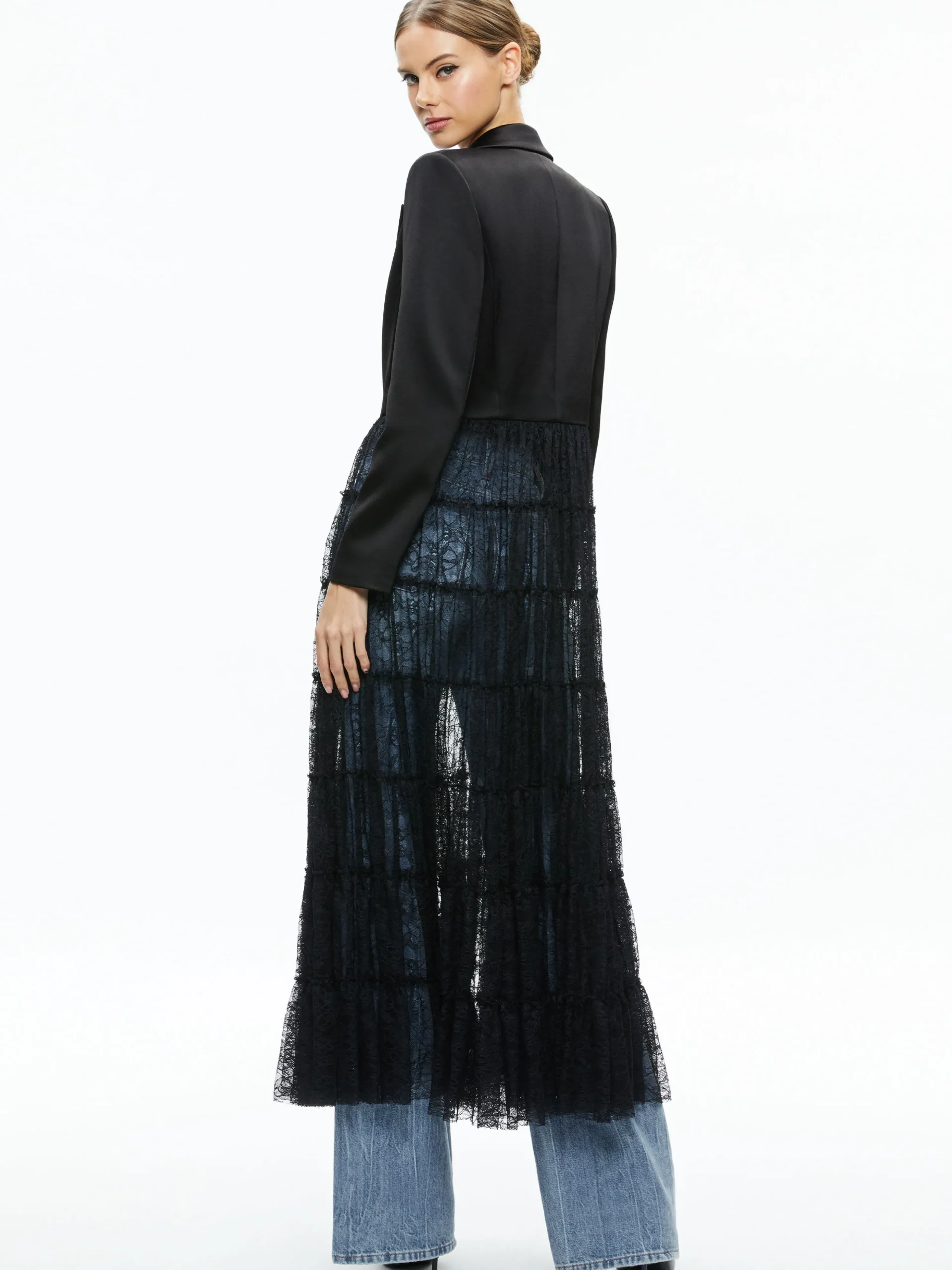 EVERLY DRAMA LACE MAXI BLAZER