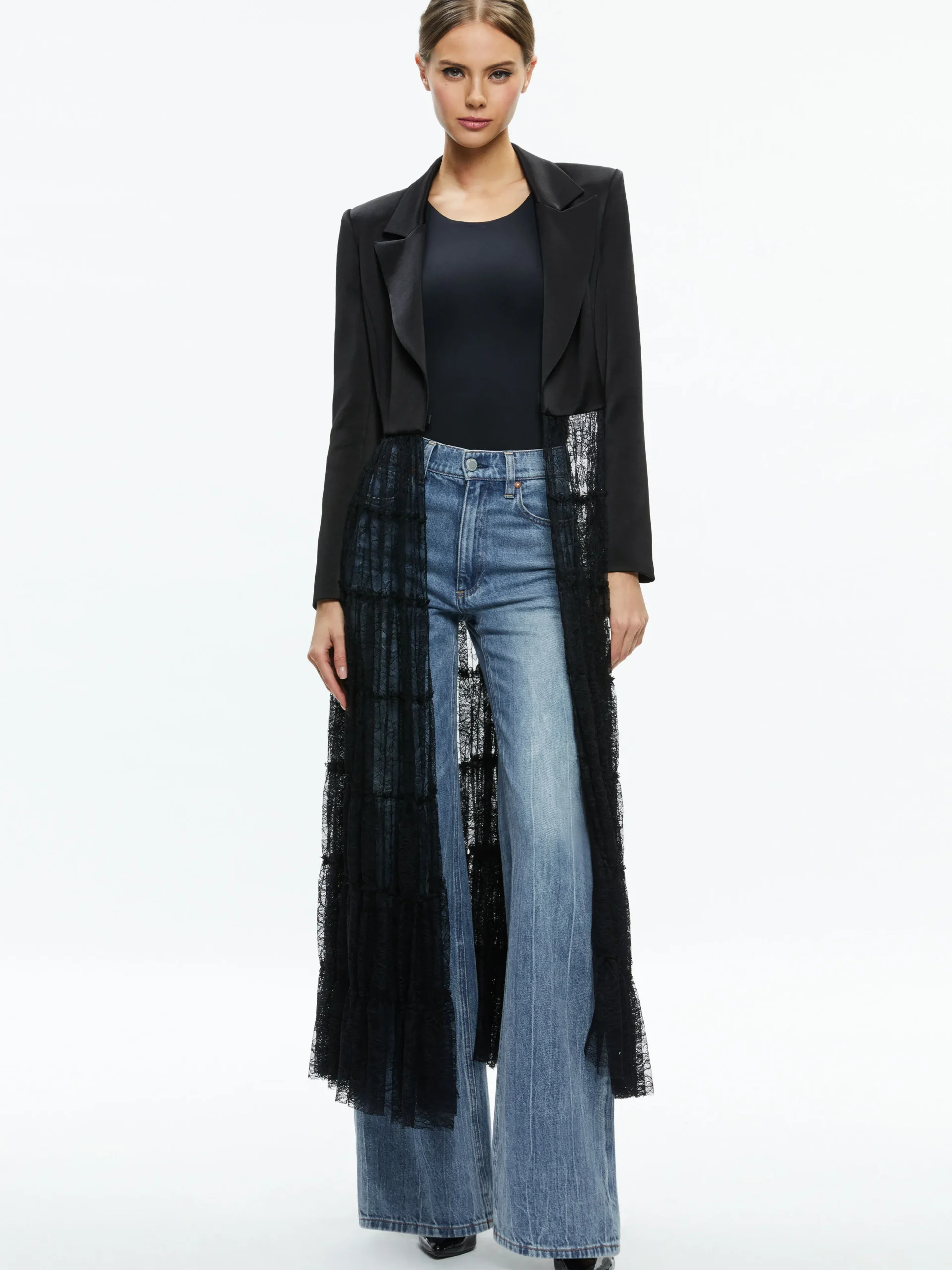 EVERLY DRAMA LACE MAXI BLAZER