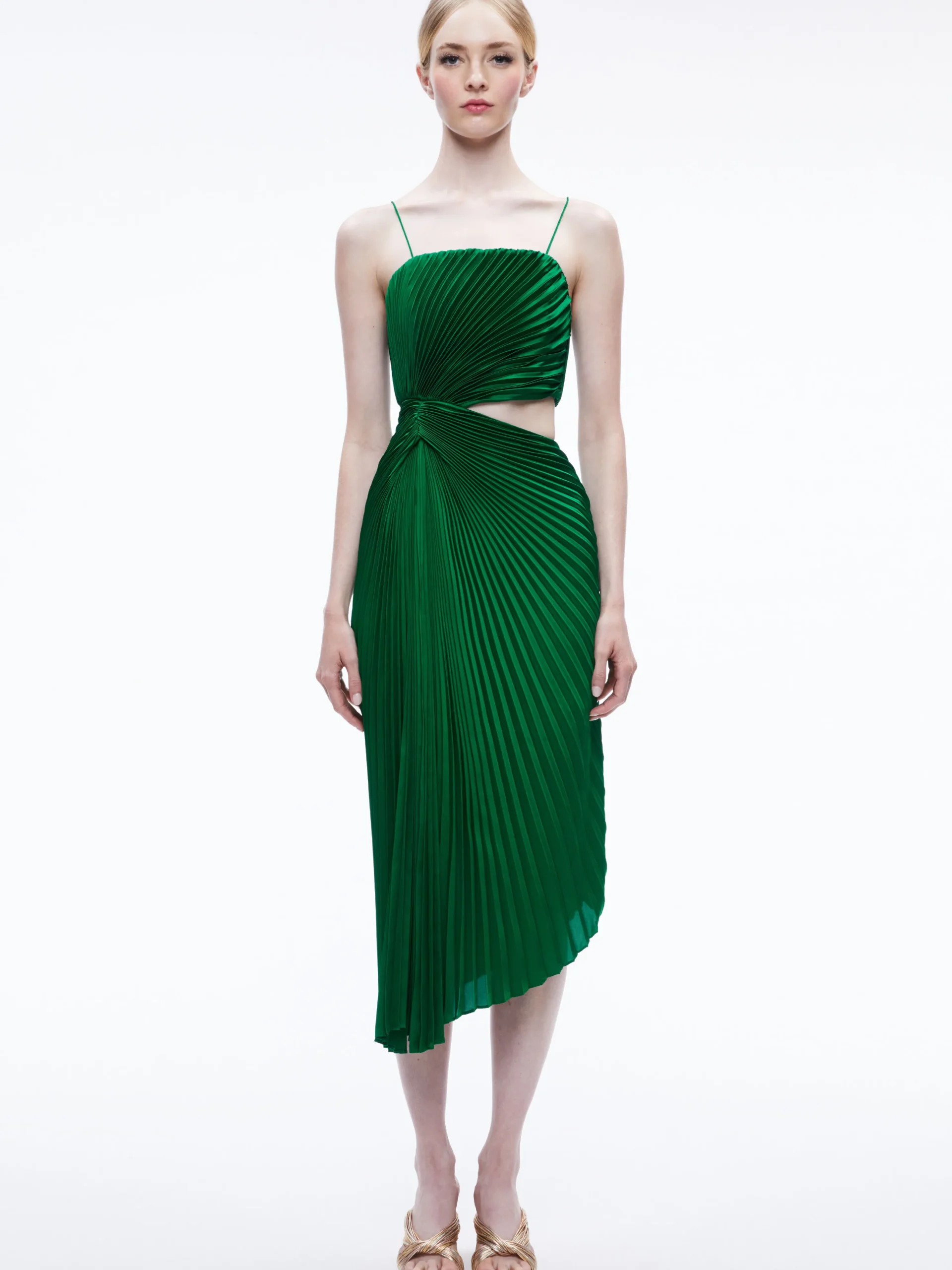 FAYETH CUT OUT ASYMMETRICAL HEM MIDI DRESS