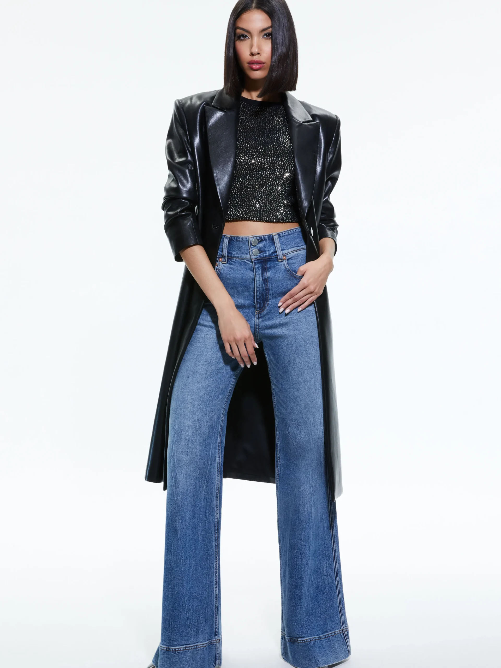 FIERRO VEGAN LEATHER LONG BLAZER