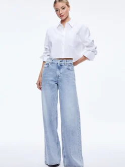 FINELY CROPPED OVERSIZED BUTTON DOWN SHIRT