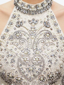 GATZ EMBELLISHED HIGH NECK TOP + CATRINA EMBELLISHED GOWN MAXI SKIRT