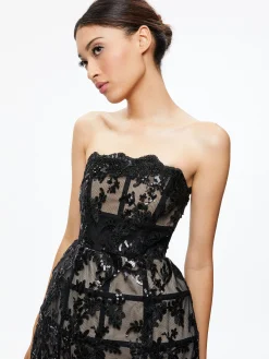 GERDA STRAPLESS SEQUIN LACE MINI GOWN