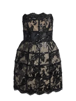 GERDA STRAPLESS SEQUIN LACE MINI GOWN