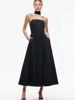 GLYNIS SPAGHETTI STRAP SCARF MIDI DRESS