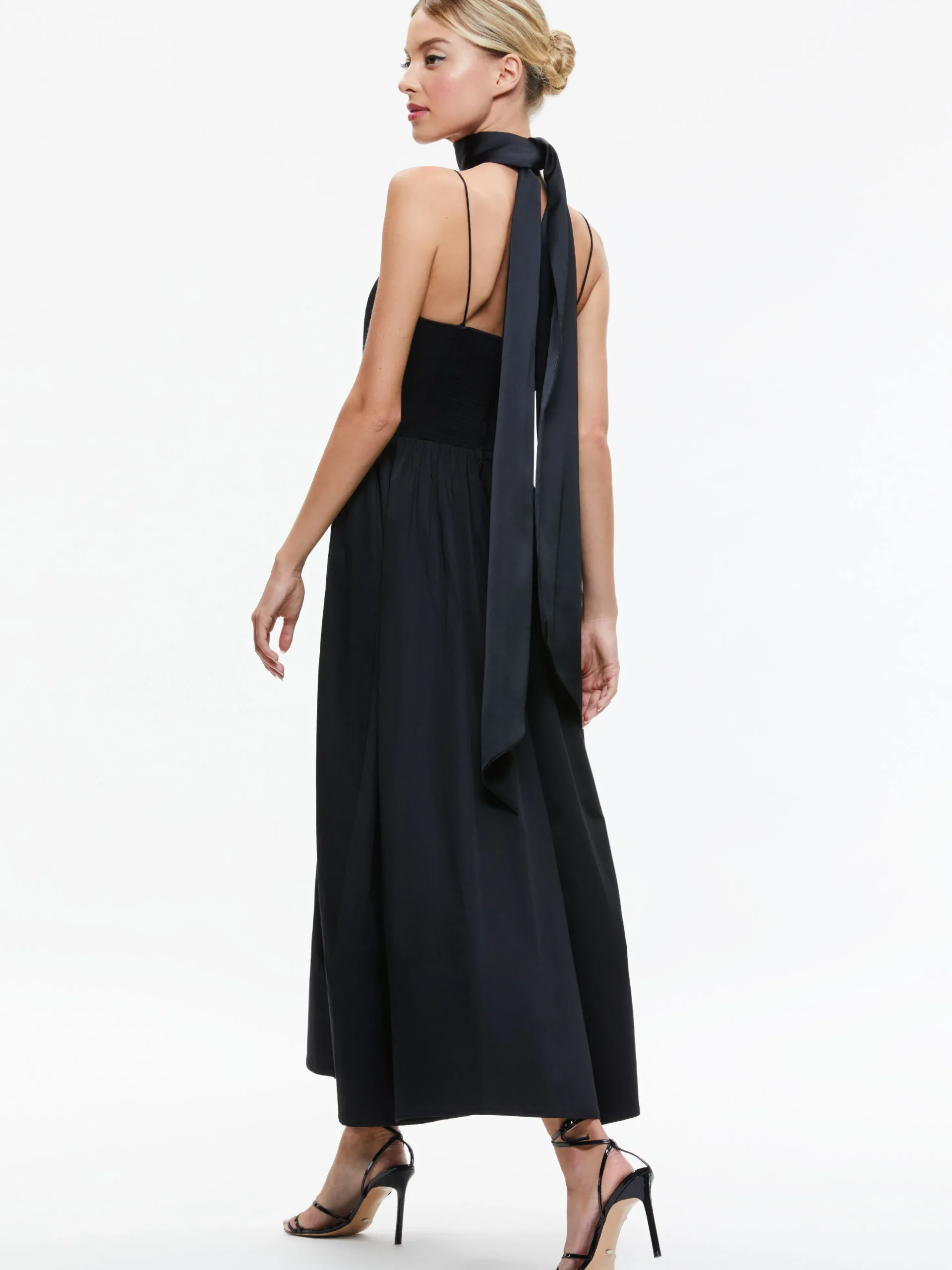 GLYNIS SPAGHETTI STRAP SCARF MIDI DRESS