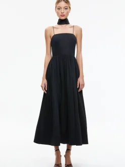 GLYNIS SPAGHETTI STRAP SCARF MIDI DRESS