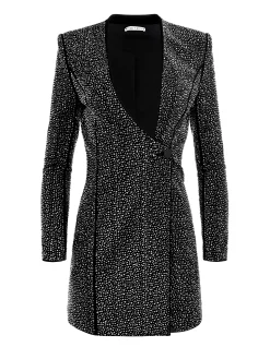 GUENDA EMBELLISHED CURVED NECKLINE BLAZER DRESS