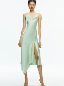 HARMONY DRAPEY ASYMMETRICAL MIDI DRESS