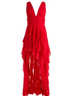 HOLLY ASYMMETRIC RUFFLE MAXI DRESS