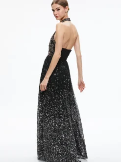 JAEL EMBELLISHED HALTER NECK MAXI GOWN