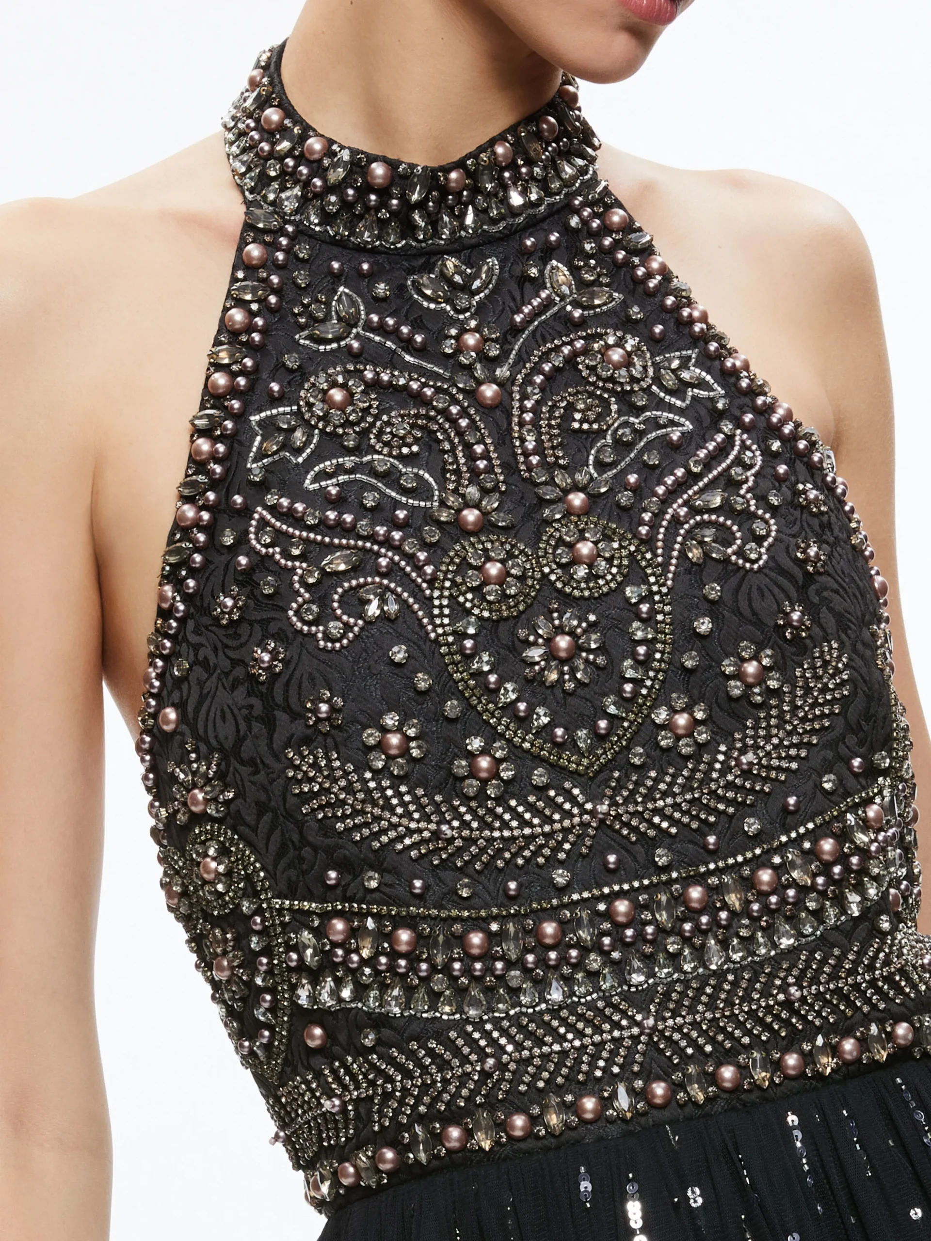 JAEL EMBELLISHED HALTER NECK MAXI GOWN