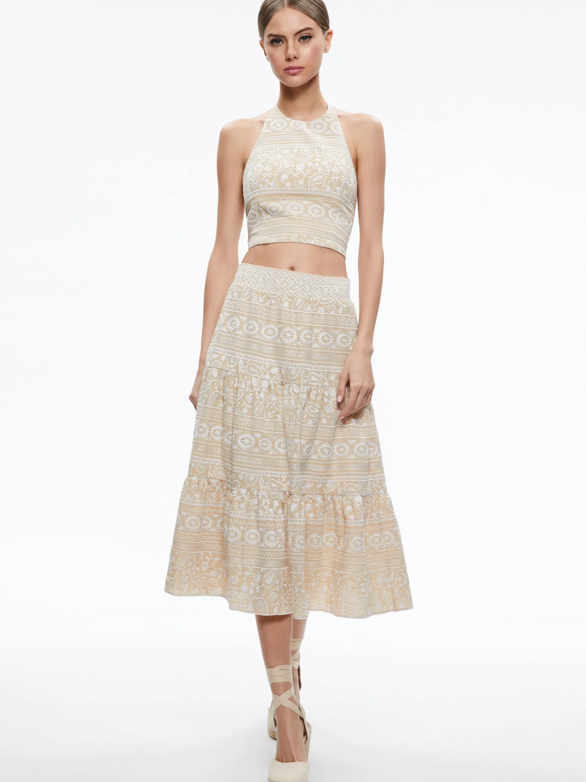 JAYMEE TIE NECK CROPPED HALTER TOP
