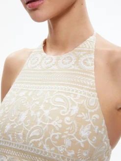 JAYMEE TIE NECK CROPPED HALTER TOP
