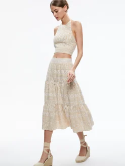 JAYMEE TIE NECK CROPPED HALTER TOP