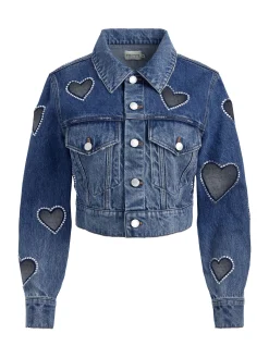 JEFF HEART EMBELLISHED CROPPED DENIM JACKET