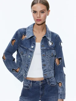 JEFF HEART EMBELLISHED CROPPED DENIM JACKET + KARRIE EMBELLISHED HEART JEAN