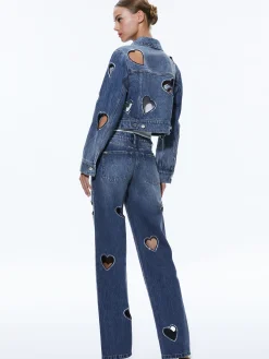 JEFF HEART EMBELLISHED CROPPED DENIM JACKET + KARRIE EMBELLISHED HEART JEAN