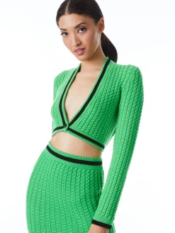 JENAE CABLE KNIT V-NECK CARDIGAN
