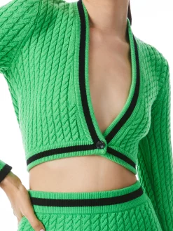 JENAE CABLE KNIT V-NECK CARDIGAN