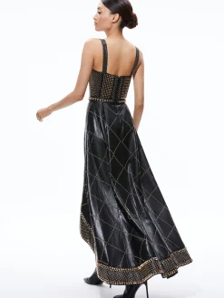 JERLENE STUDDED VEGAN LEATHER CORSET GOWN