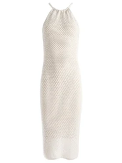 JOVI POINTELLE CORD BACK HALTER DRESS